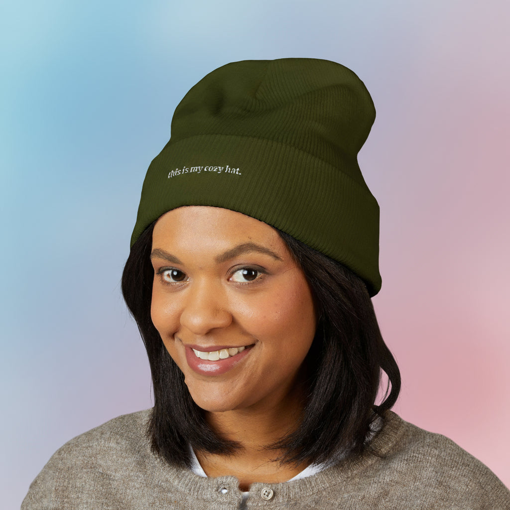 This is my Cozy Hat - Embroidered Beanie